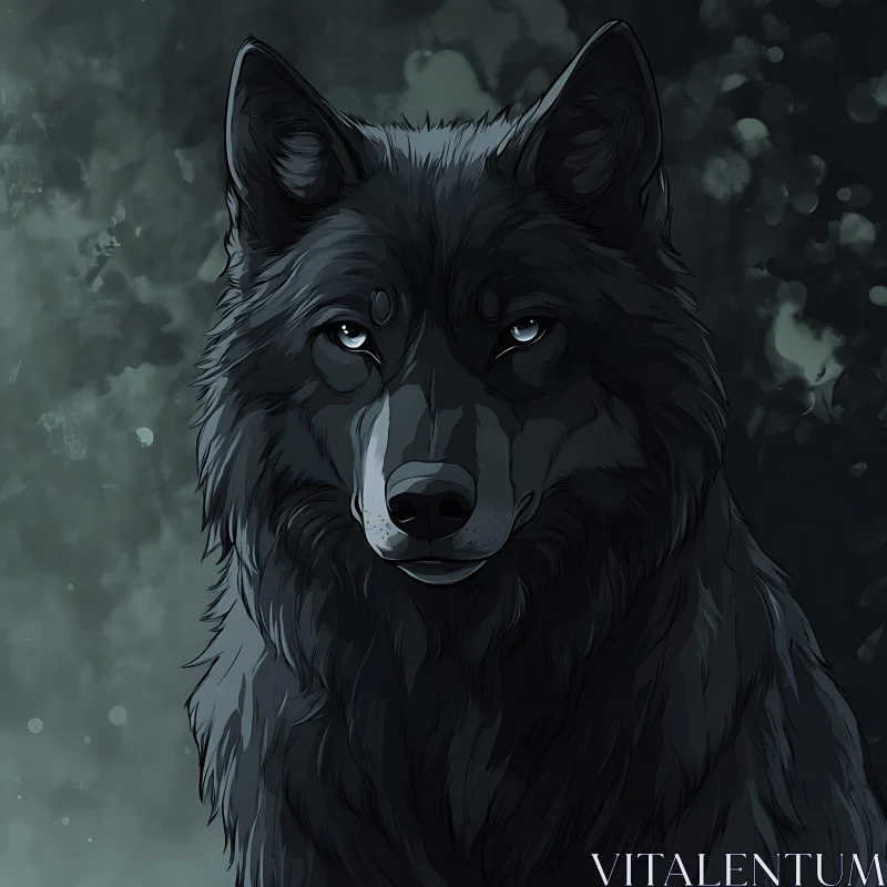 Artistic Wolf Portrait with Intense Gaze AI Image