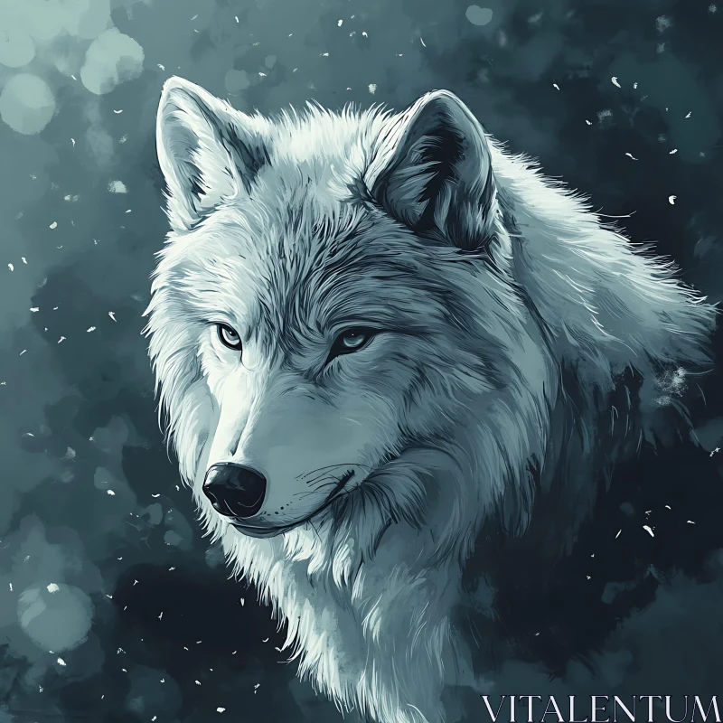 AI ART Monochromatic Wolf Artwork