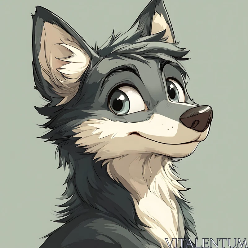 AI ART Friendly Wolf Cartoon Character Image