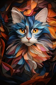 Intricate Mosaic Cat Art