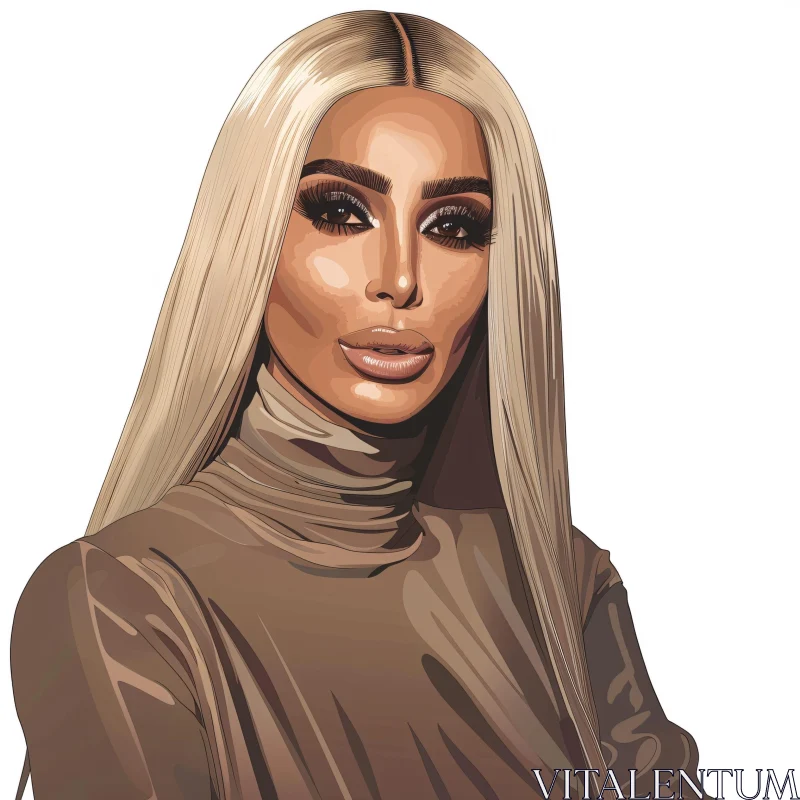 Kim Kardashian Fashion Portrait AI Image