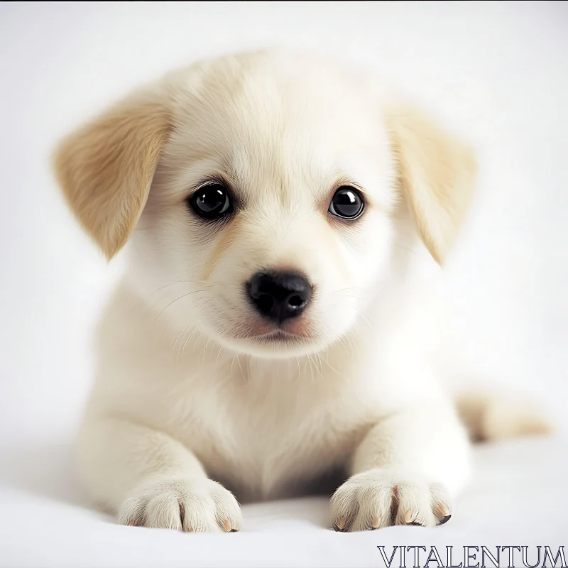 Cute Cream-Colored Puppy Close-Up AI Image