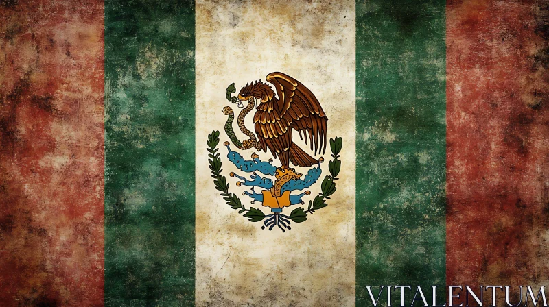 AI ART Grunge Style Mexican National Flag Art