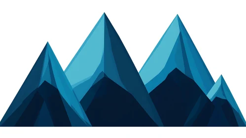 Abstract Blue Mountain Range Illustration