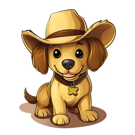 Charming Cowboy Puppy Cartoon Image