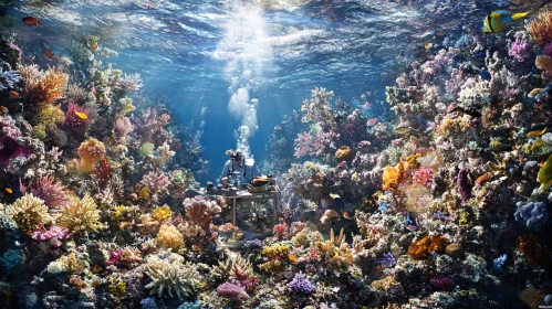 Marine Biologist at Work in Ocean