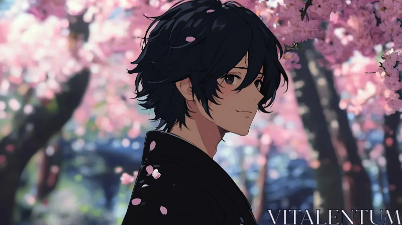 Cherry Blossom Anime Scene AI Image