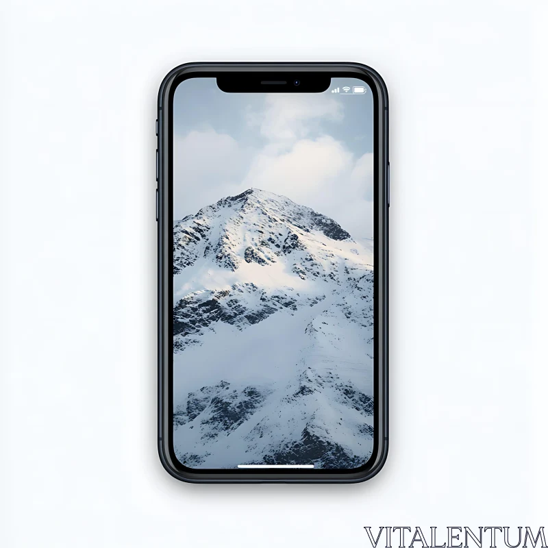 AI ART Snowy Mountain View on Mobile Screen