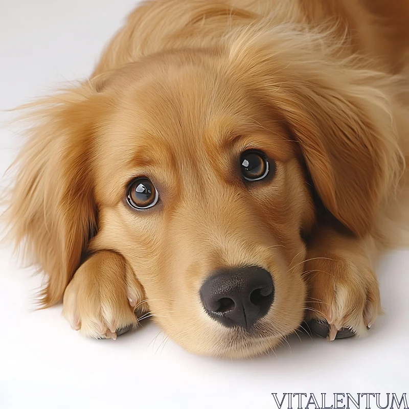 Golden Retriever Puppy Close-Up AI Image