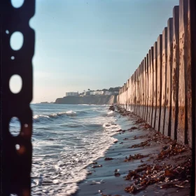 Seascape with Barrier and Distant Buildings