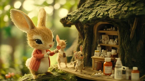 Enchanting Bunnies in Forest