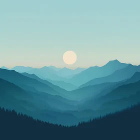 Layered Mountains Under Pale Sun
