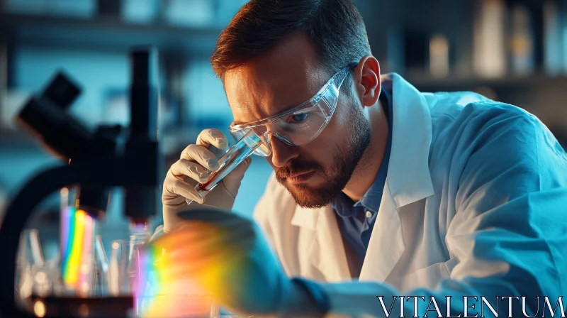 Lab Researcher Analyzing Sample AI Image