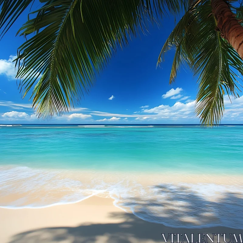 AI ART Seascape with Turquoise Water and Palm Trees