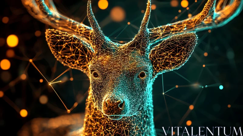 AI ART Abstract Deer with Geometric Design