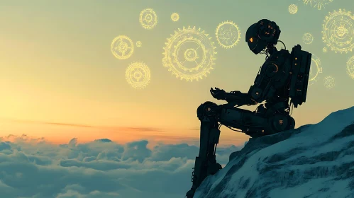 Mechanical Being Above the Clouds