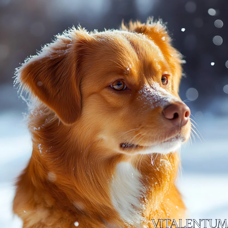 Dog Portrait in Snow AI Image