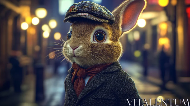 AI ART Rabbit in a City