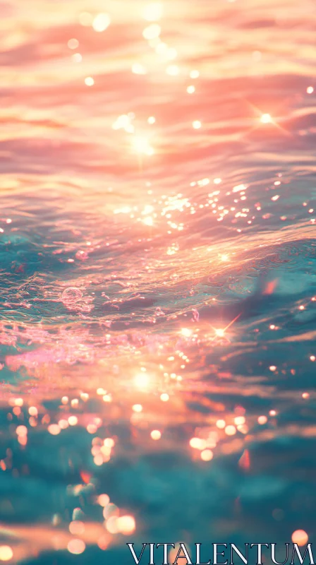 Shimmering Ocean Waves in Sunlight AI Image