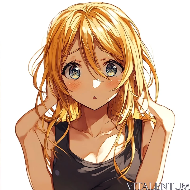 Shocked Anime Girl Illustration AI Image