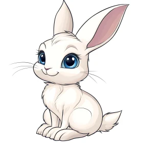 Adorable White Rabbit Cartoon