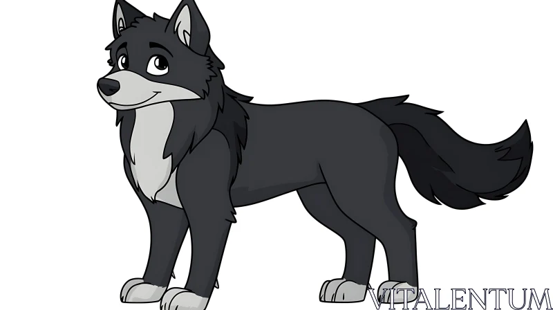 AI ART Friendly Cartoon Wolf Image