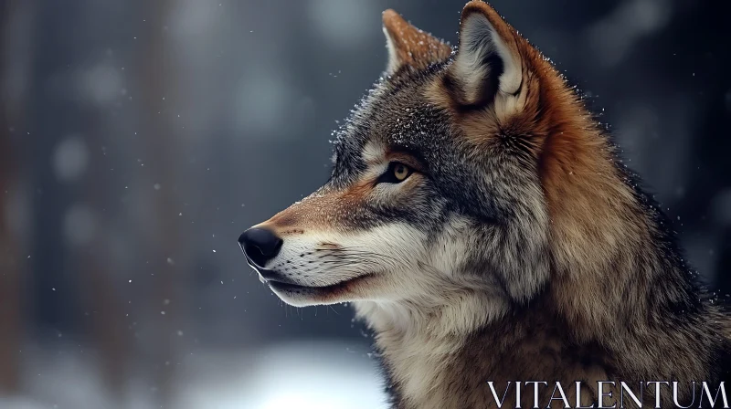 AI ART Profile of a Wolf in Snow