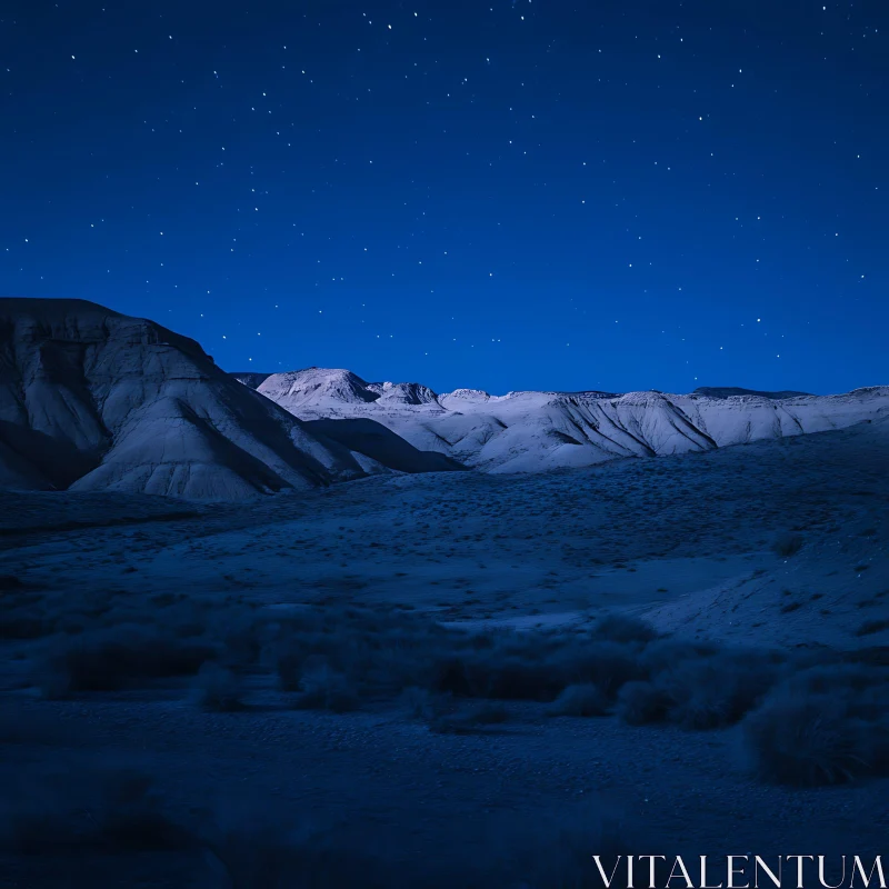 Starry Night Mountain Landscape AI Image