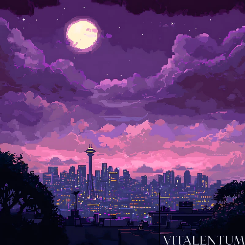 AI ART Urban Night View in Pixel Art