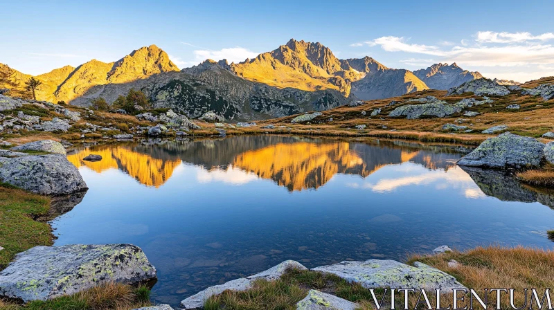 Majestic Mountain Reflection in a Serene Lake AI Image