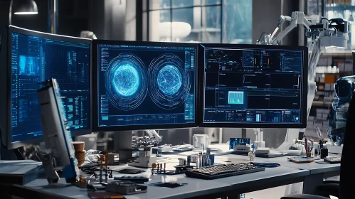 Futuristic Data Analysis Tech Station