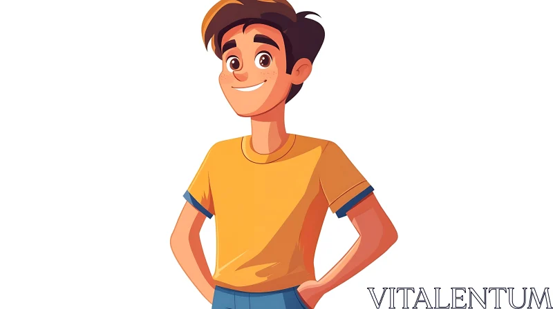 AI ART Smiling Boy Cartoon Character