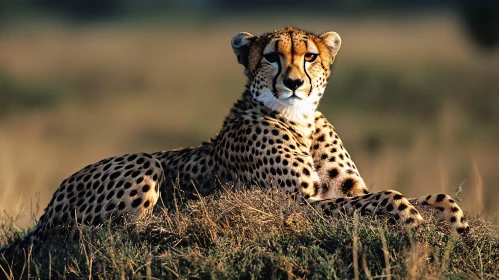 Resting Cheetah in Tall Grass