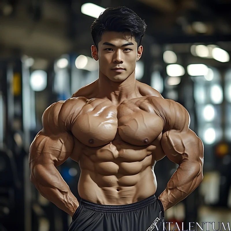 AI ART Muscular Man Posing: Bodybuilding Art