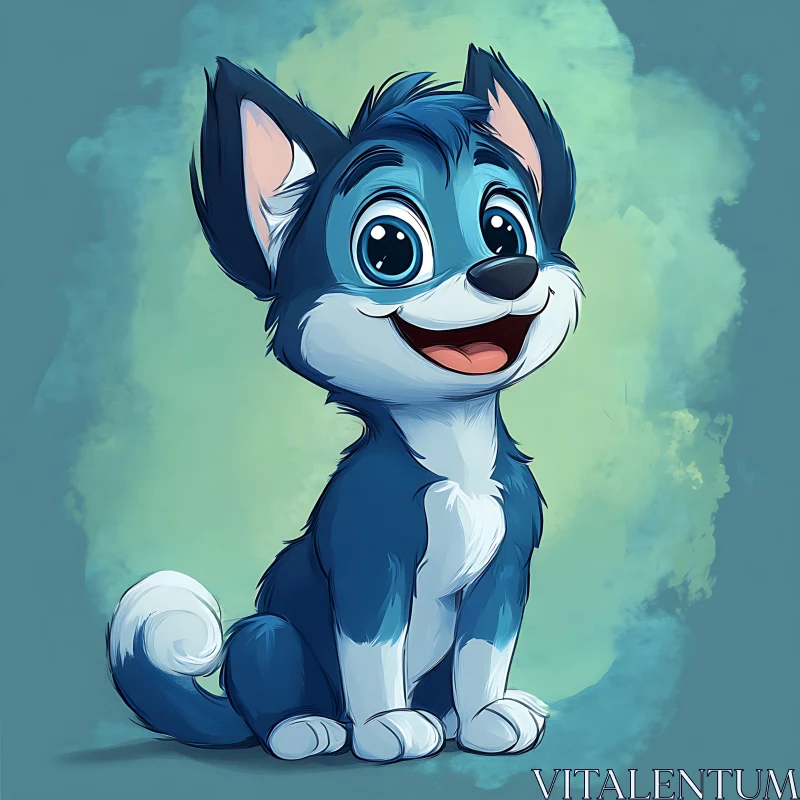 Charming Animated Blue Dog Character AI Image