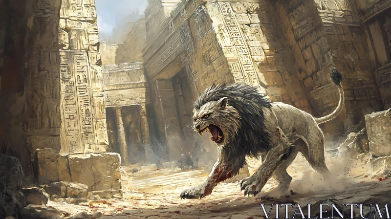 AI ART Guardian Lion of the Lost Temple