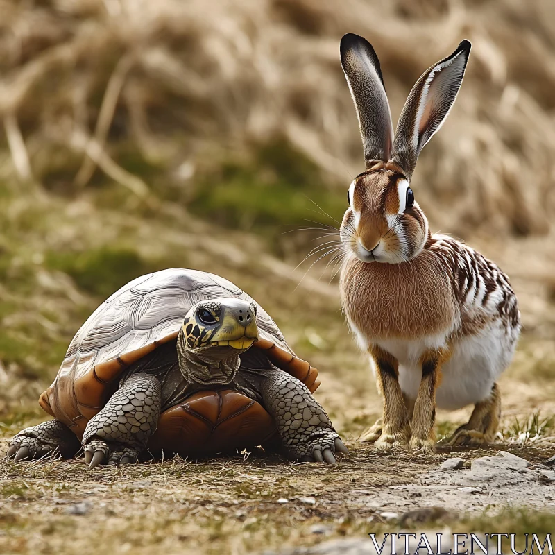 Hare and Tortoise Together AI Image