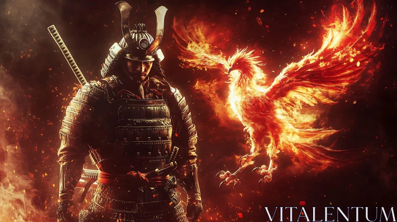AI ART Warrior and Firebird: A Tale of Legends