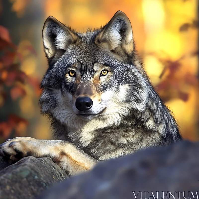 AI ART Grey Wolf Close-Up