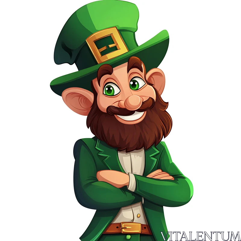 Cartoon Leprechaun with Green Outfit AI Image