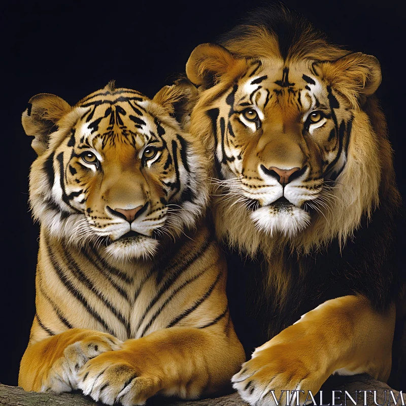 Portrait of a Tiger and Lion AI Image