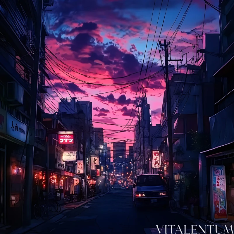 Evening Glow on Japanese Street AI Image