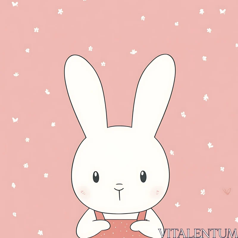 AI ART Charming Bunny Artwork with Floral Details