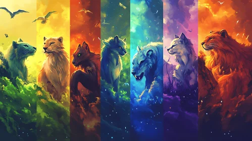 Rainbow Lions: A Spectrum of Big Cats