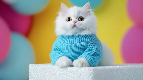 Cute Fluffy Kitten in Cozy Attire