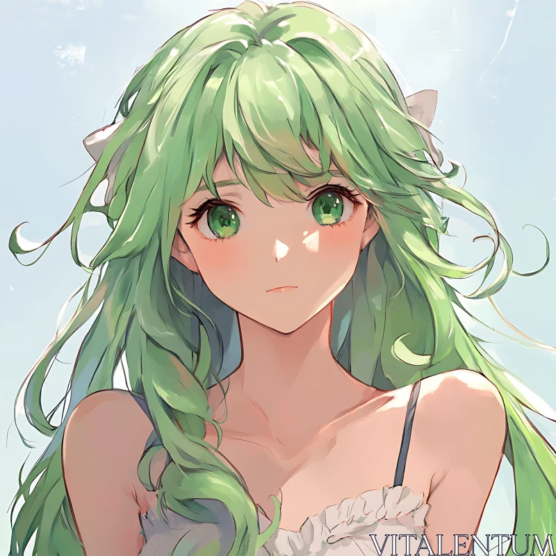 AI ART Green-Haired Anime Girl Portrait