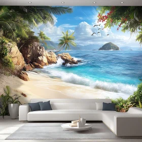 Tranquil Beach Scene with Turquoise Water