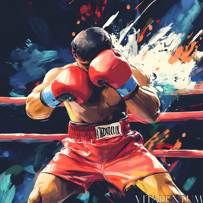 AI ART Energetic Boxing Scene Captured in Lively Colors AI Generated Image