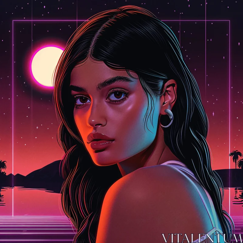 Kylie Jenner Pop Art Neon Portrait AI Image