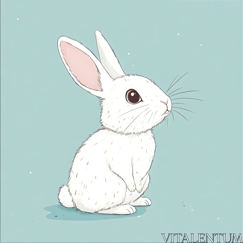 AI ART Gentle Bunny Art on Light Blue Background